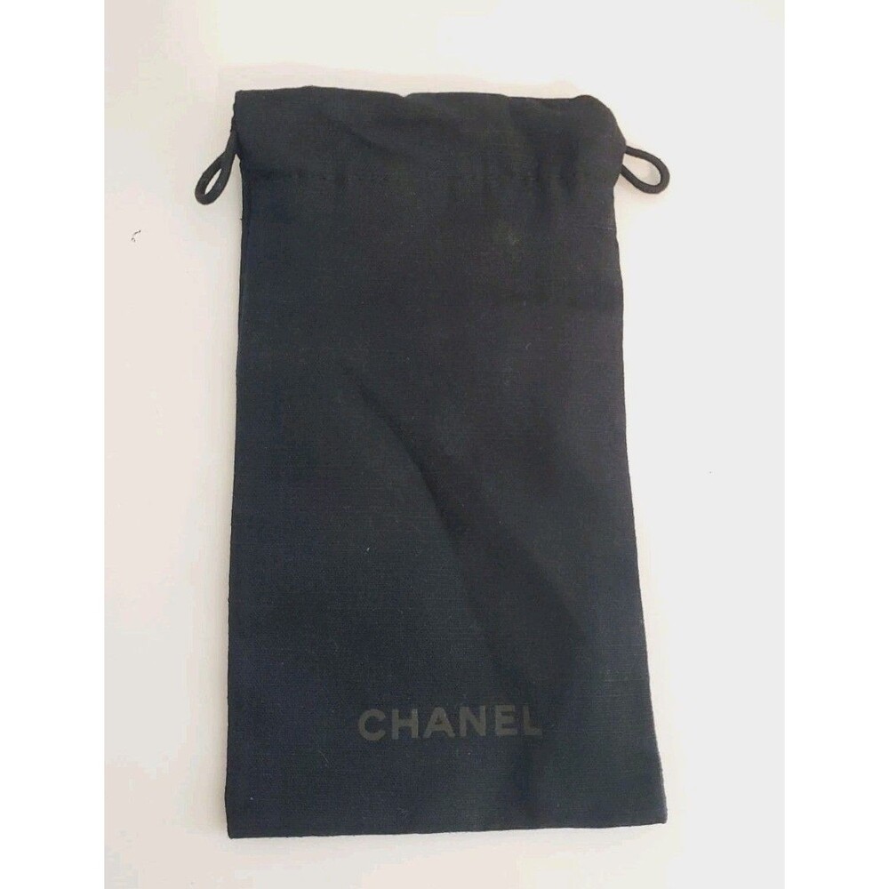 CHANEL Dust Bag 4 x 7” Black Drawstring Cotton Authentic Dark Lettering
